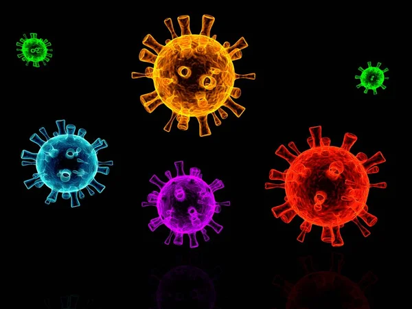 不同颜色的细菌学 3D渲染 — 图库照片