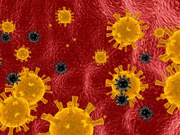 Black Cells Coronavirus Infected — Stock Photo, Image