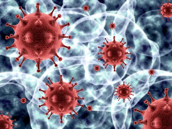 Kırmızı Hücreler Covid Virüsü Boyutlu Görüntüleme — Stok fotoğraf