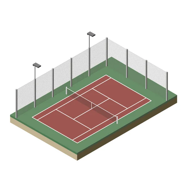 Tennisplatz isometrisch. — Stockvektor