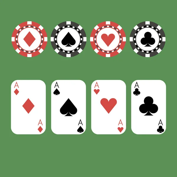 Jogo de poker quatro ases — Vetor de Stock