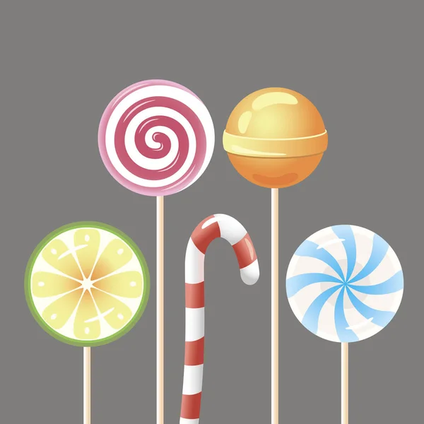 Candy, Lollipop, caramel colorful — Stock Vector