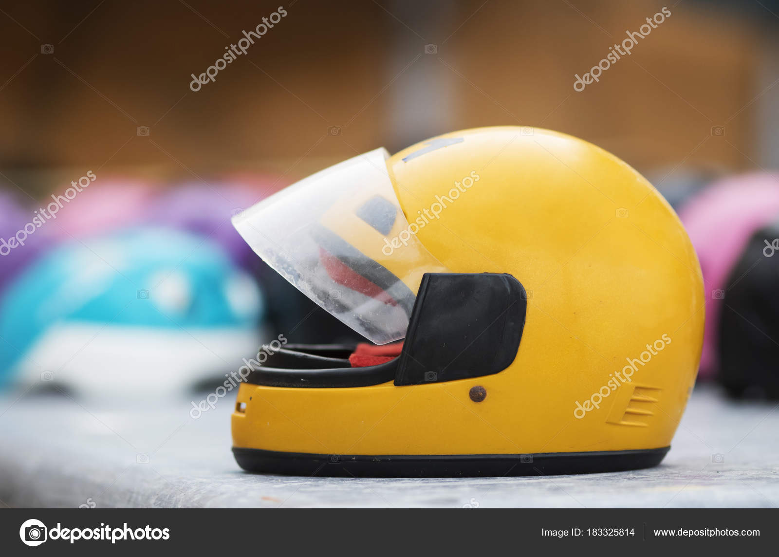 Download Yellow Black Helmet Eyes Plastic Mask Motorbike Sport Extreme Activity Stock Photo C Yana Mavlyutova 183325814 PSD Mockup Templates