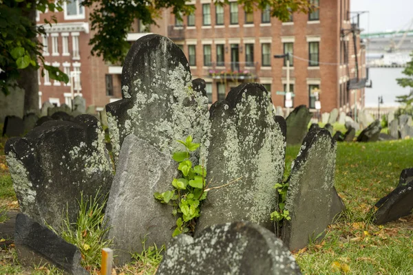 Old Gravestones in Cemetery Graveyard — 스톡 사진