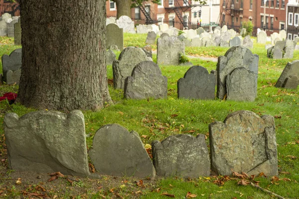 Old Gravestones in Cemetery Graveyard — 스톡 사진