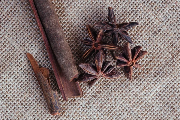 Star anise and cinnamon bark — Stock Photo, Image