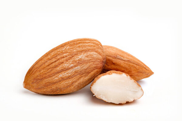 Almond nuts with white background