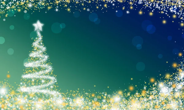 Blaue Weihnachtstapete Mit Funkelndem Weihnachtsbaum — Stockfoto