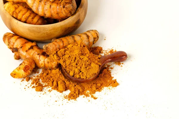 Turmeric Whole Powder White Isolated Color Background — Stock Photo, Image