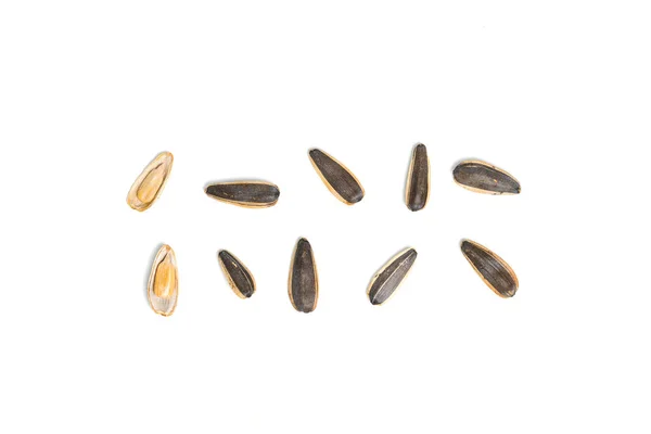 Top View Sunflower Seeds Isolated White Background — Stock Photo, Image