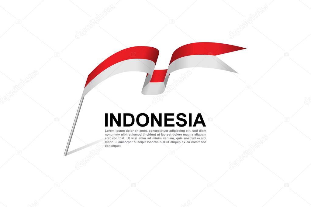 Flag of Indonesia design with white background in vector