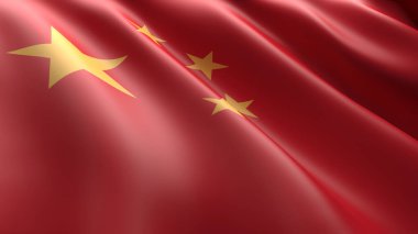 Çin bayrağı dalgalı. Arkaplan grafik kaynakları için uygun. 3B illüstrasyon