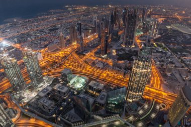 Birleşik Arap Emirlikleri, Dubai, 9 Aralık 2016, Uluslararası Dubai Kongre ve Sergi Sarayı üstten görüntülemek