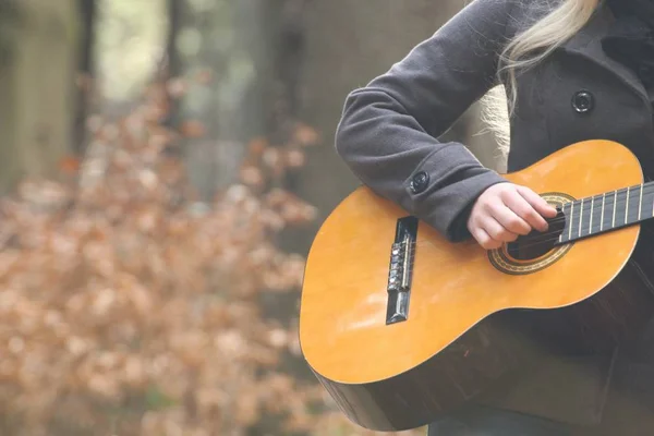 Jellegű kezével Guitar — Stock Fotó