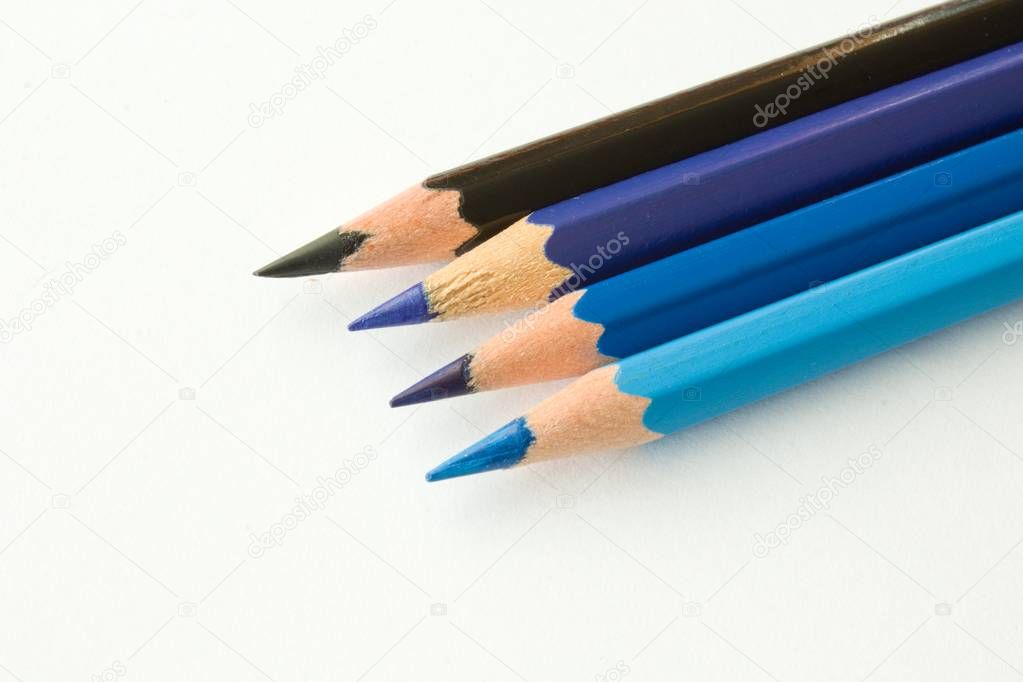 shades of blue crayons  