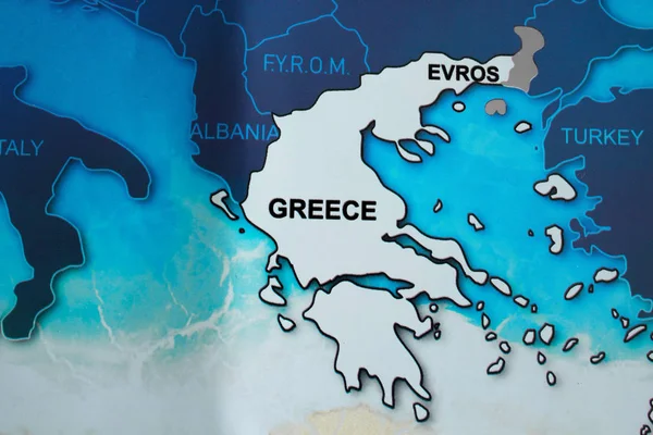 Map of Greece in blue tones