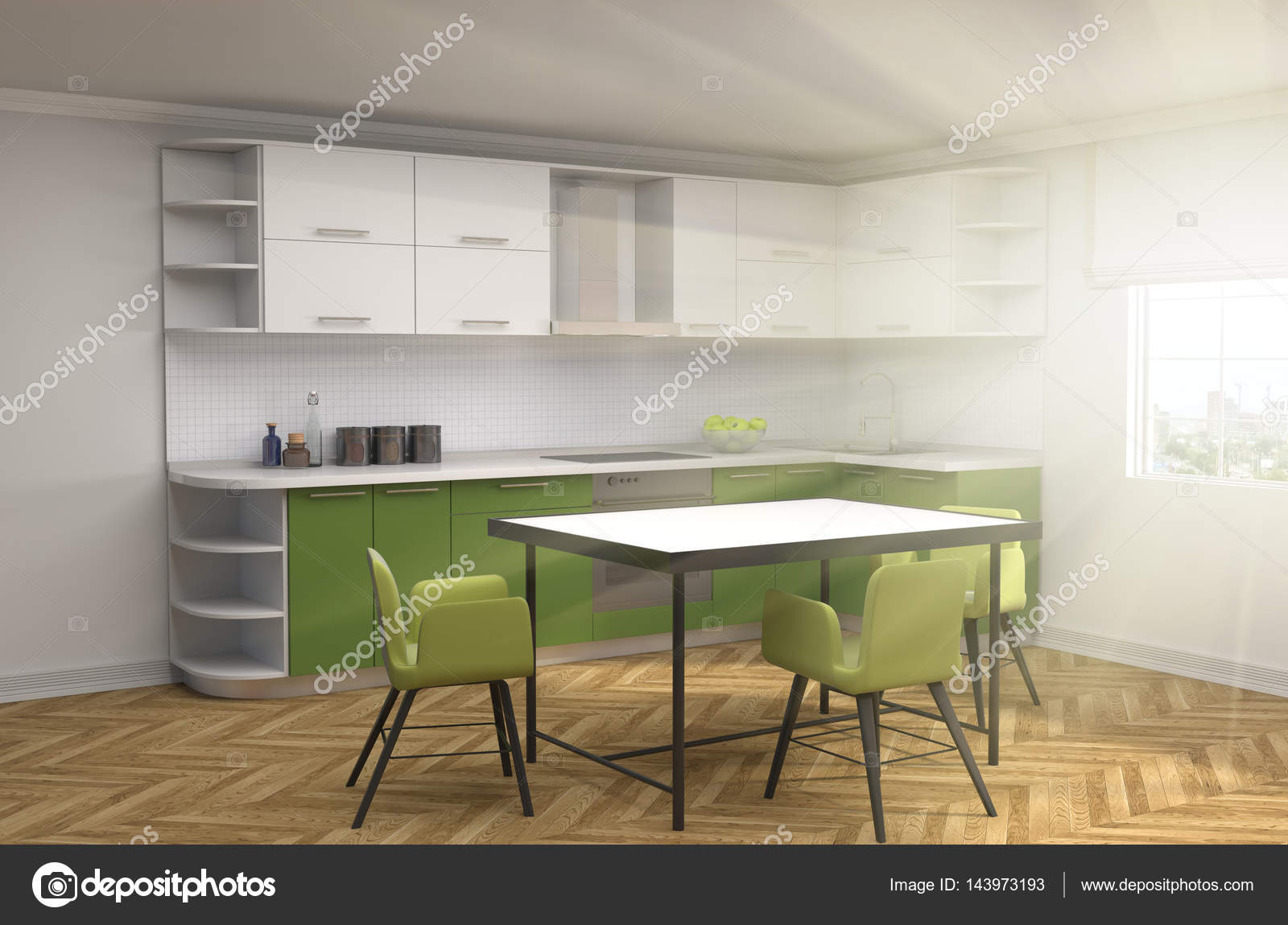 Kücheneinrichtung. 3D-Illustration - Stockfotografie: lizenzfreie Fotos