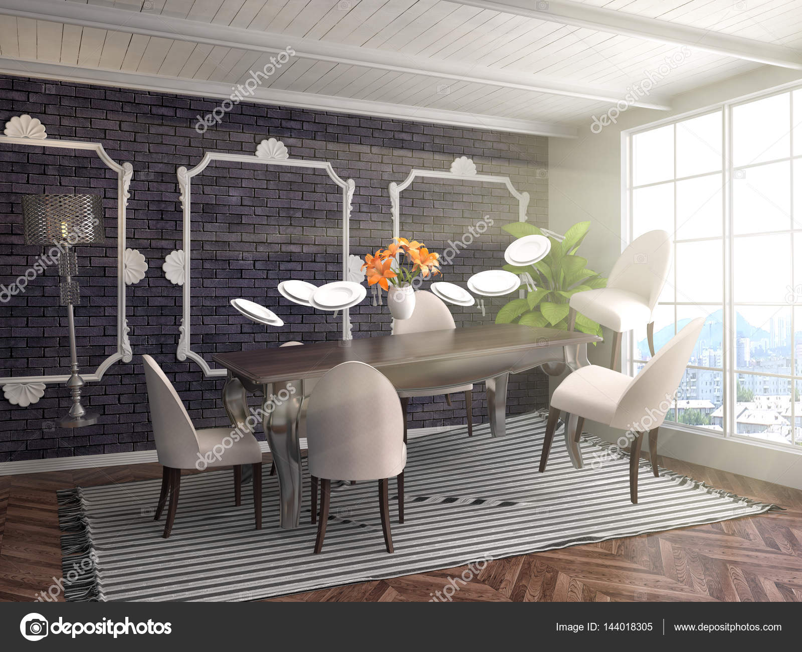Zero Gravity Furniture Hovering In Living Room 3d