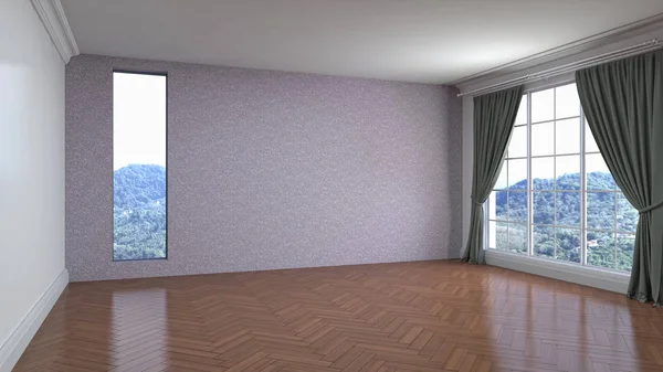 Empty interior with window. 3d illustration