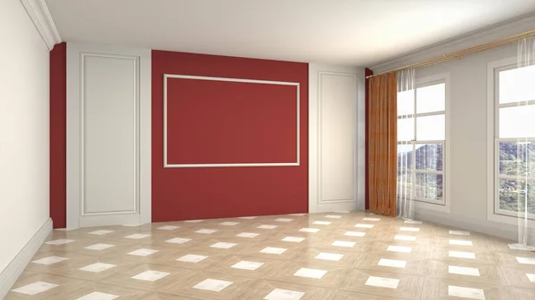 Empty interior with window. 3d illustration.