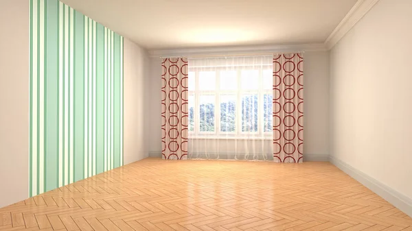 Empty interior with window. 3d illustration.