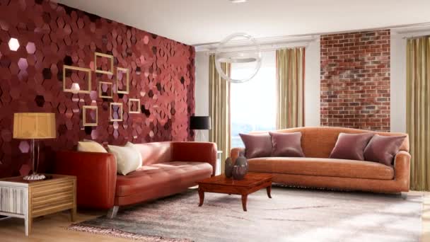 Interiér obývacího pokoje. 3D ilustrace