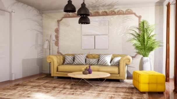 Interiér obývacího pokoje. 3D ilustrace