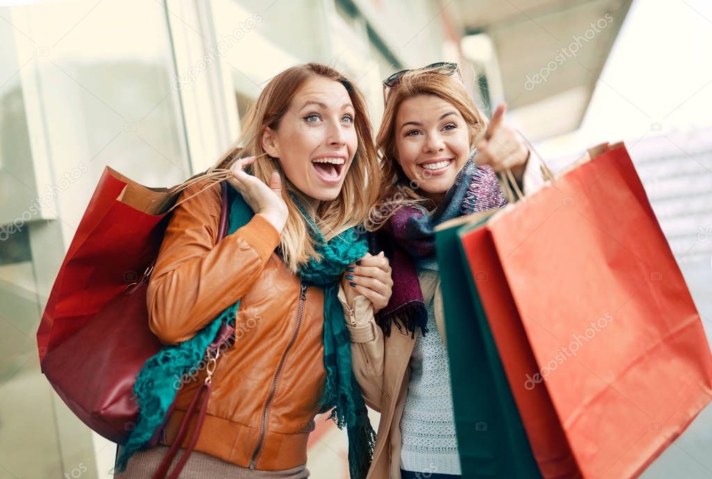 women enjoying shopping
