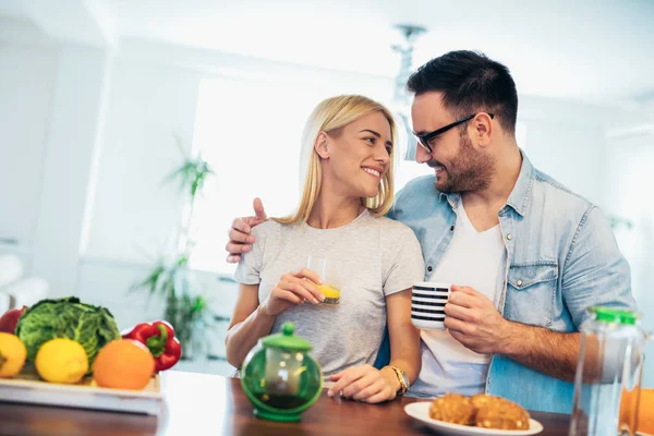 Par Med Frukost Morgonen — Stockfoto