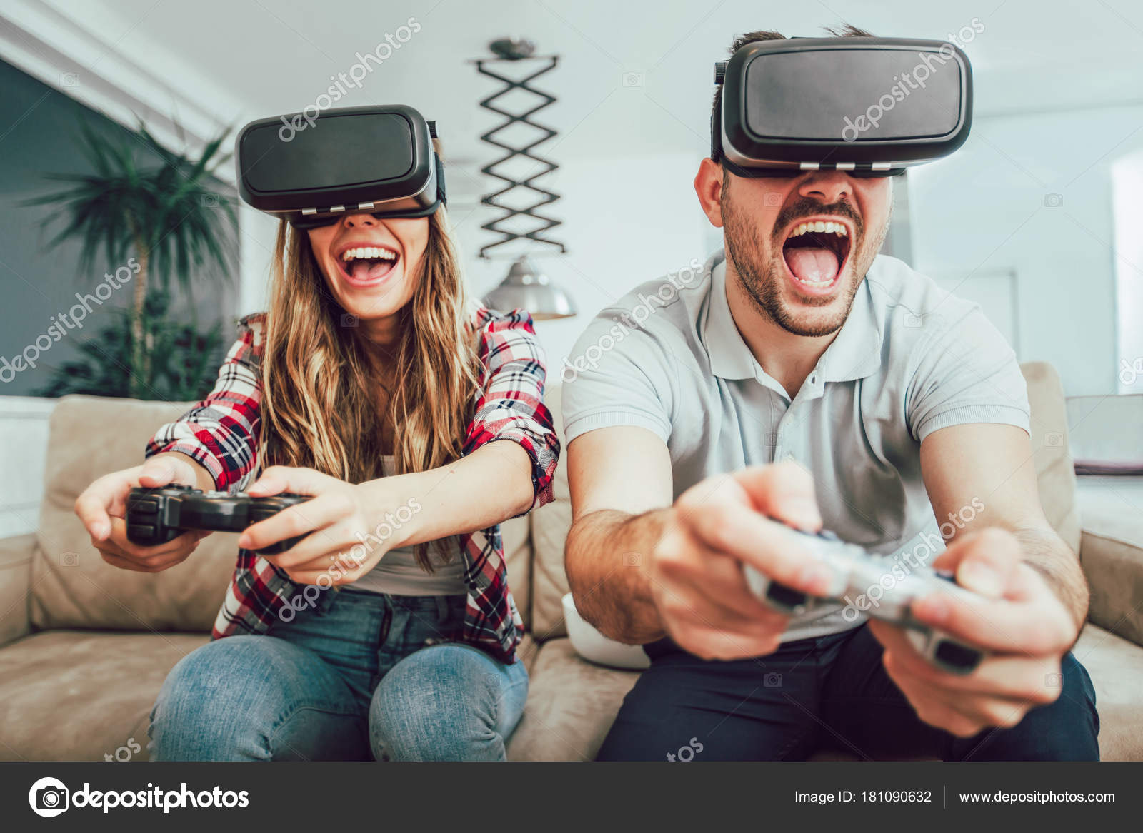 Young Funny Couple Playing Video Games Virtual Reality Glasses Apartment Stock Photo by ยฉadriaticphoto 181090632 Young Funny Couple Playing Video Games Virtual Reality Glasses Apartment Stock Photo by ยฉadriaticphoto 181090632