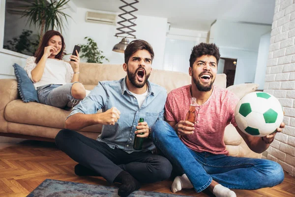 Group Multi National Football Fans Cheering — Stock Photo, Image