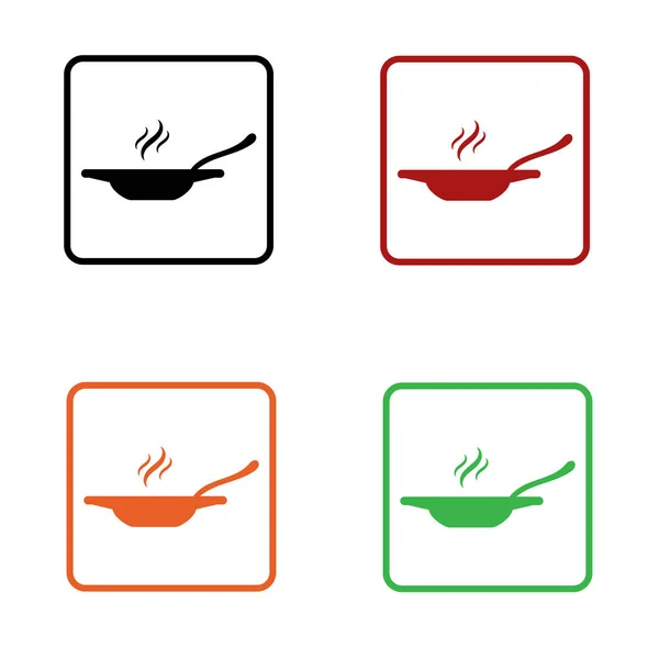 Gorąca zupa płaskie edytowalne miska ikona w czarny czerwony pomarańczowy i zielony kolory na białym tle dla sieci web i aplikacji — Wektor stockowy