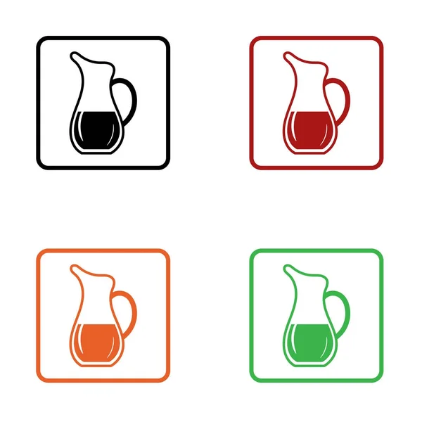 Плоский сок кувшин значок редактируется в черный оранжевый красный и зеленый цвета изолированы для веб и приложений — стоковый вектор