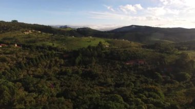 Güzel dağlar ve orman üzerinde uçan