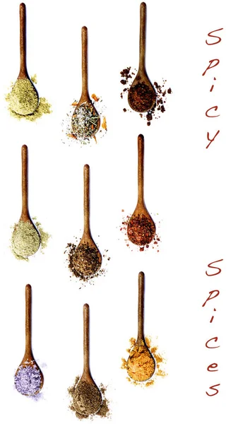 Samling av kryddor med inskription — Stockfoto