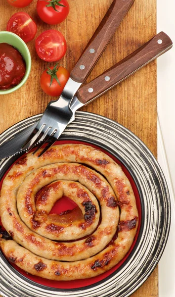 Salsiccia a spirale alla griglia — Foto Stock