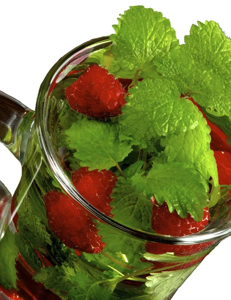 Raspberry and Lemon-Balm Beverage Stock Image