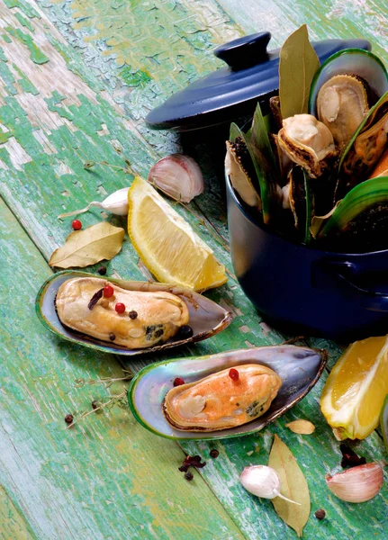Boiled Green Mussels — Stock Photo, Image