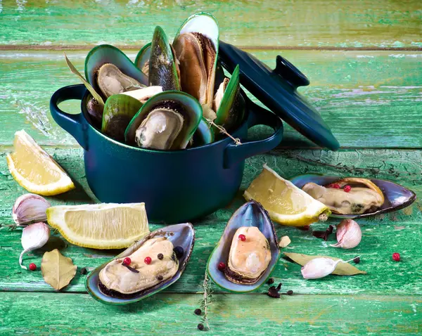 Mejillones verdes cocidos —  Fotos de Stock