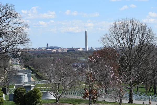 Arlington Arkasında Washington Anıtı — Stok fotoğraf
