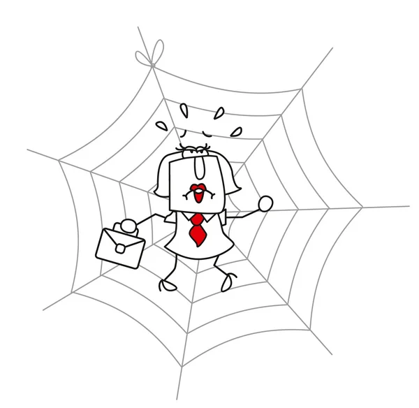 Spiderweb e la donna d'affari — Vettoriale Stock