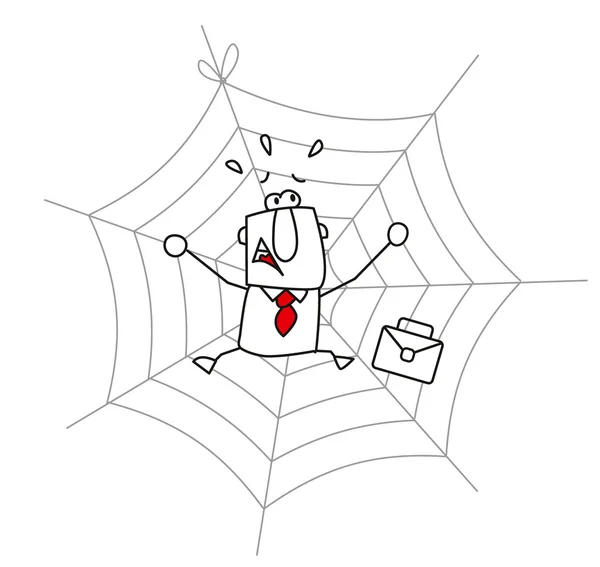 Örümcek ağı ve işadamı — Stok Vektör