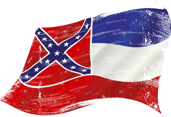 Sventolando bandiera grunge Mississippi — Vettoriale Stock