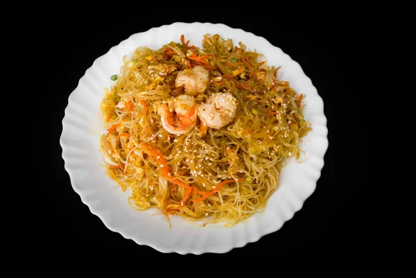 Chinese noodles with shrimp — Stock Photo, Image