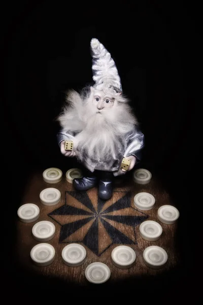 Santa Claus Hrát Chessgame Palubě — Stock fotografie