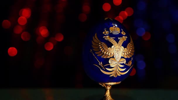 ロシア イーグルス アイコンとビンテージの青い卵 — ストック動画