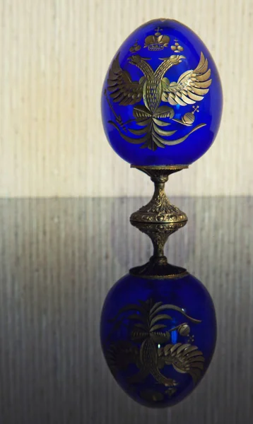 Niebieskie Jajko Ikona Rosyjska Orły — Zdjęcie stockowe
