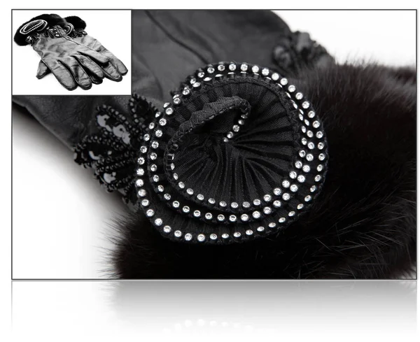 Winter Vintage Women Fur Gloves — Stock Photo, Image