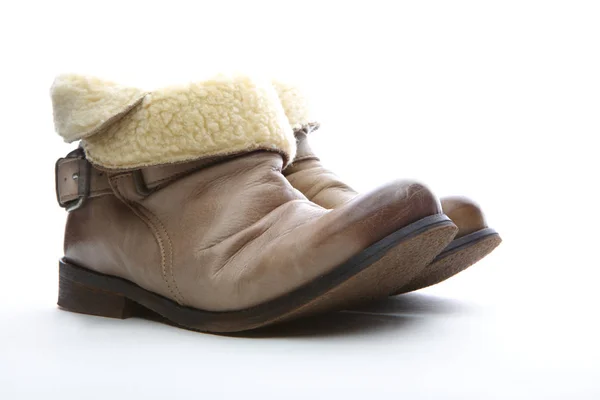 Inverno Mulheres Sapatos Couro Qualidade Estúdio — Fotografia de Stock