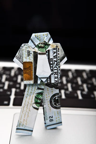Ropa Dólar Origami Computadora Fondo Gráfico —  Fotos de Stock